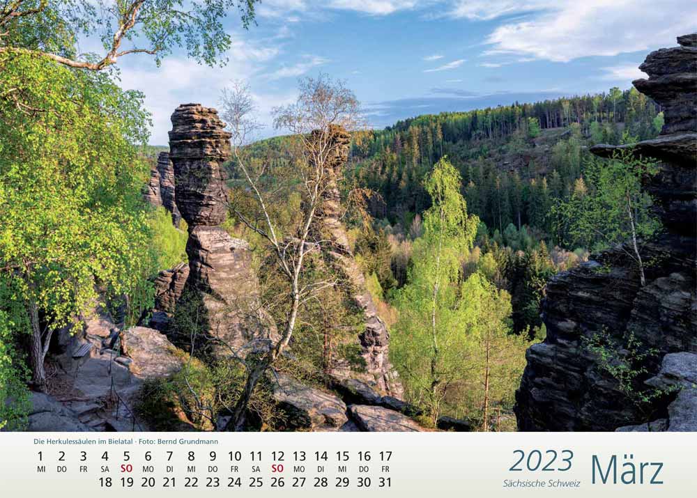 Kalender Sächsische Schweiz Herkulessäulen Bielatal