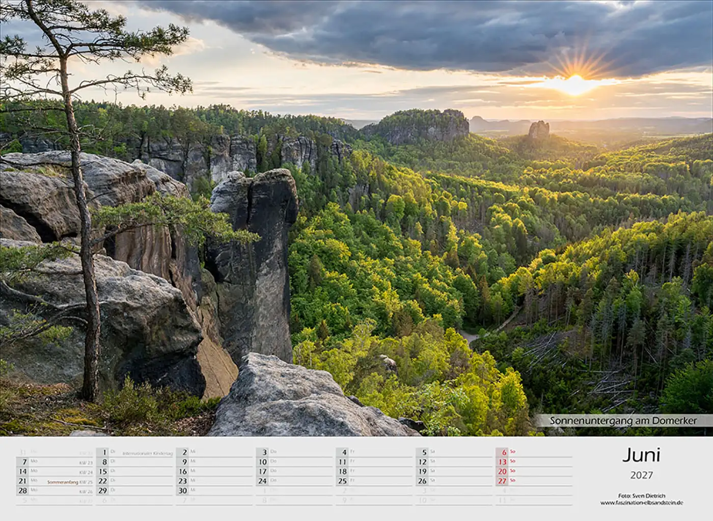 Kalender Elbsandsteingebirge 2027 Juni Domerker
