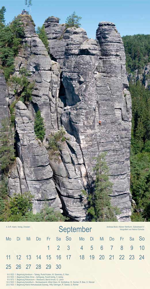Kalender Klettern im Sächsischen Fels 2023