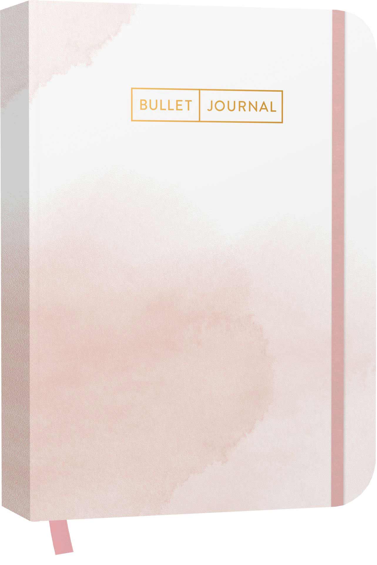 Das ist ein Notizbuch watercolor rose mit Lesebändchen und Verschlussgummi