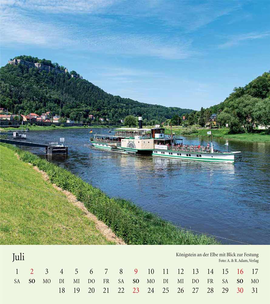 Kalender Elbsandsteingebirge Königstein Elbe Festung