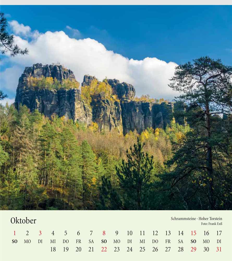 Kalender Elbsandsteingebirge Hoher Torstein Schrammsteingebiet