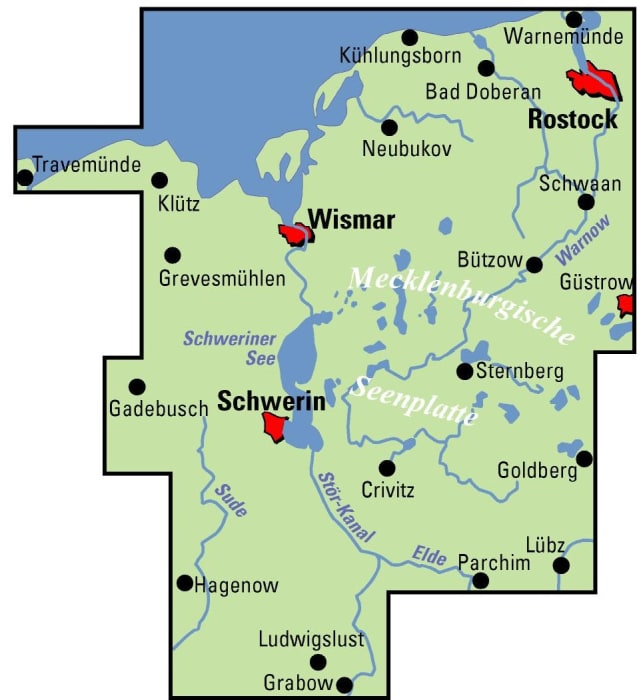 Karte Ostseeküste Schwerin Wismar