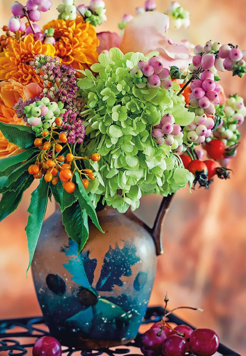 Neutrale Grußkarte - Blumenstrauß Hortensien