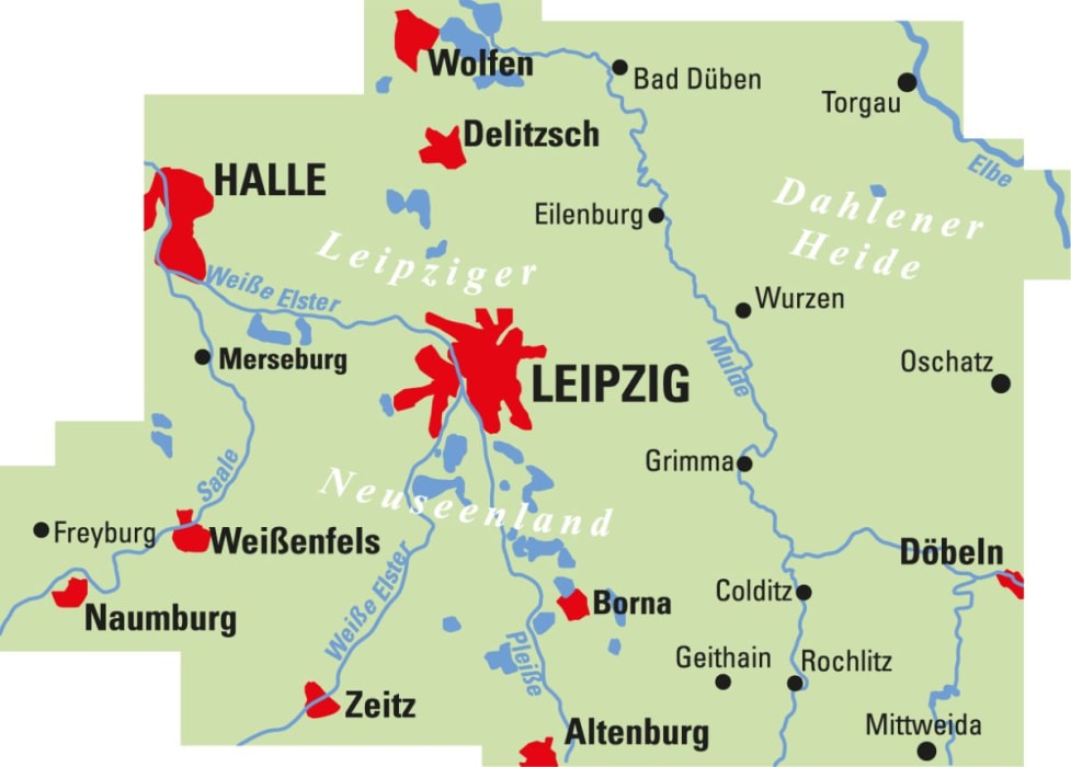 Radkarte Leipzig und Umgebung Halle Altenburg