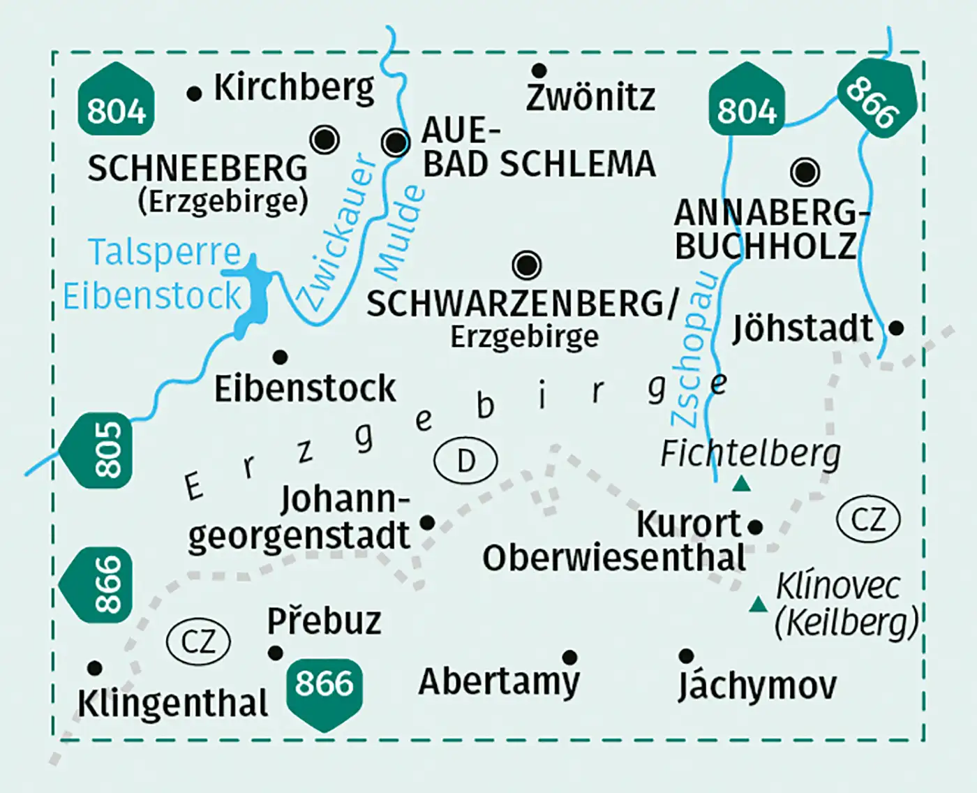 Karte Erzgebirge
