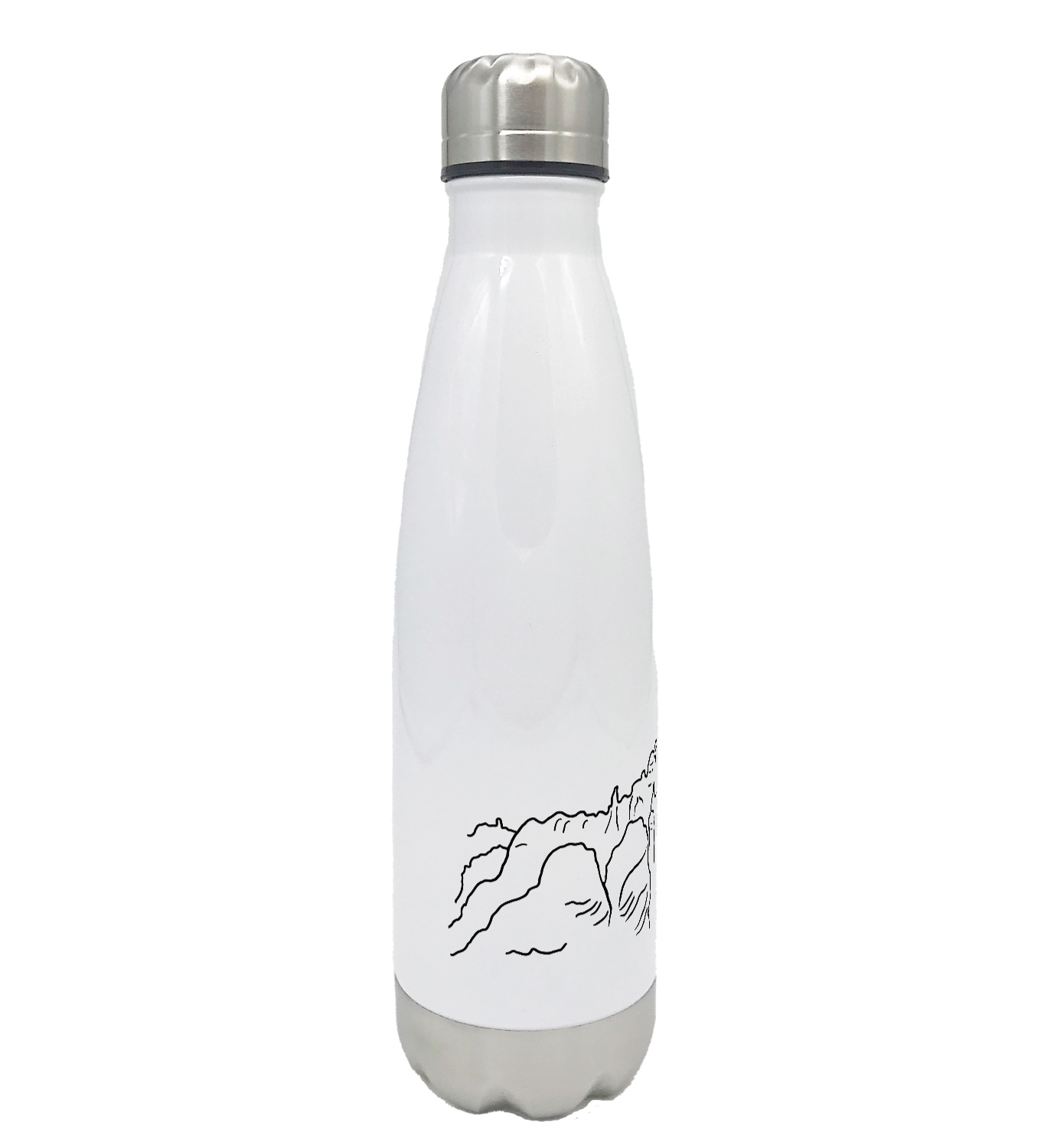 Bedruckte Trinkflasche Wanderlust Schrammsteine Sächsische Schweiz weiß