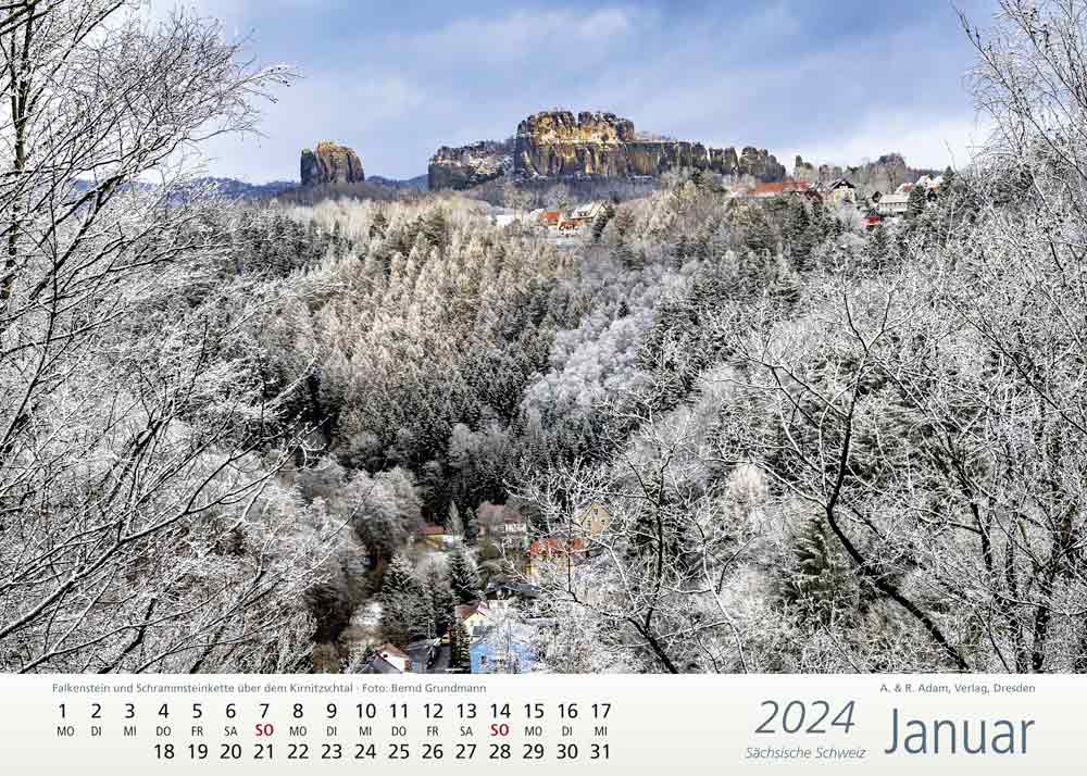 Kalender Sächsische Schweiz 2024 Januar