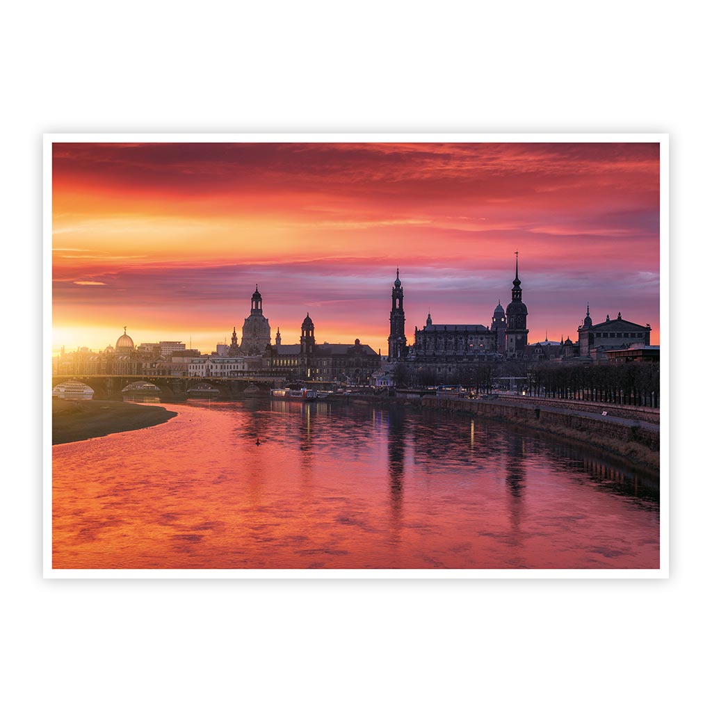 Ansichtskarte Dresden - Dresdner Altstadt zum Sonnenaufgang