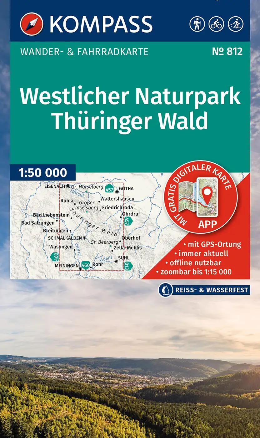 KOMPASS Wanderkarte 812 Westlicher Naturpark Thüringer Wald
