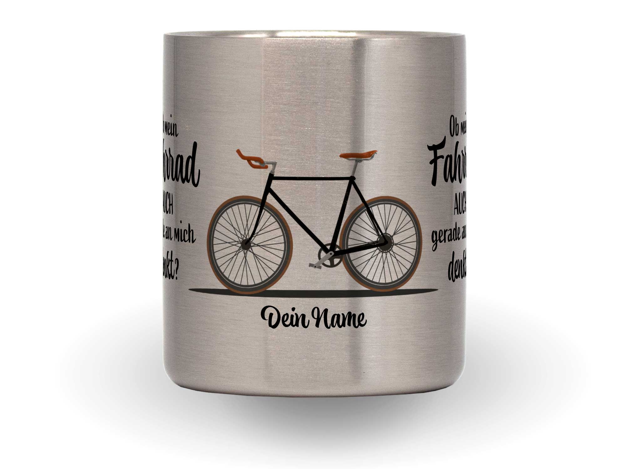 Personalisierte Edelstahltasse Fahrradfahrer mit Spruch