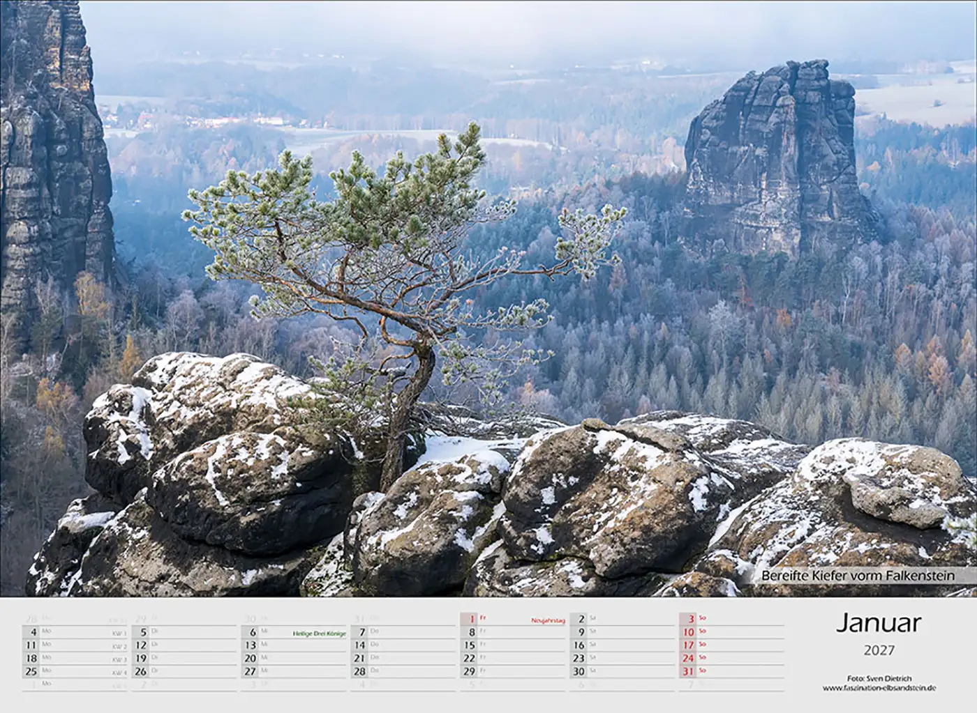 Januar Kalender 2027 Falkenstein Winter