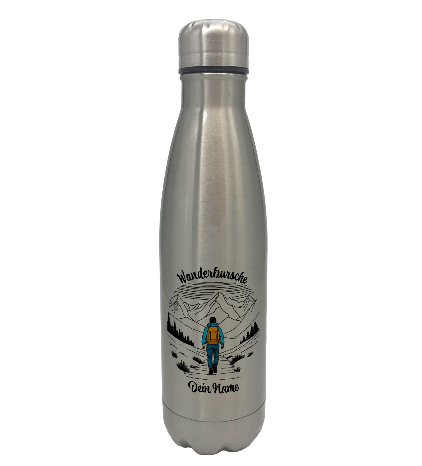 Bedruckte Trinkflasche Thermosflasche Wanderbursche mit Namen personalisiert