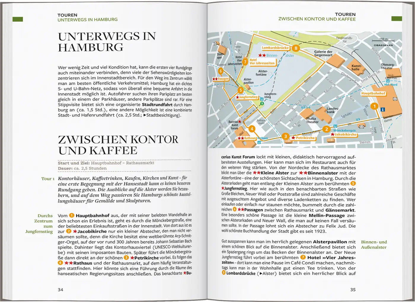 Buch Reiseführer Hamburg Baedeker Karte