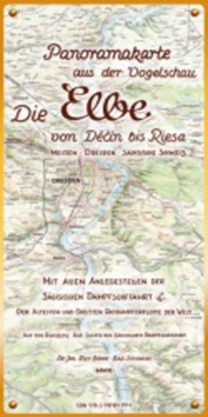 Die Elbe von Decin bis Riesa Panoramakarte aus der Vogelschau