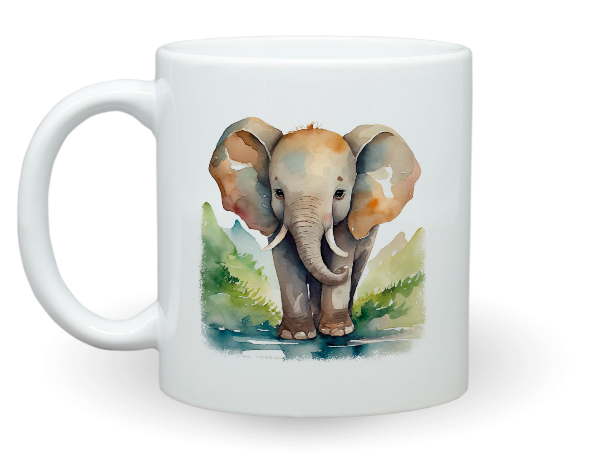 Bedruckte Kaffeetasse Elefant Aquarell