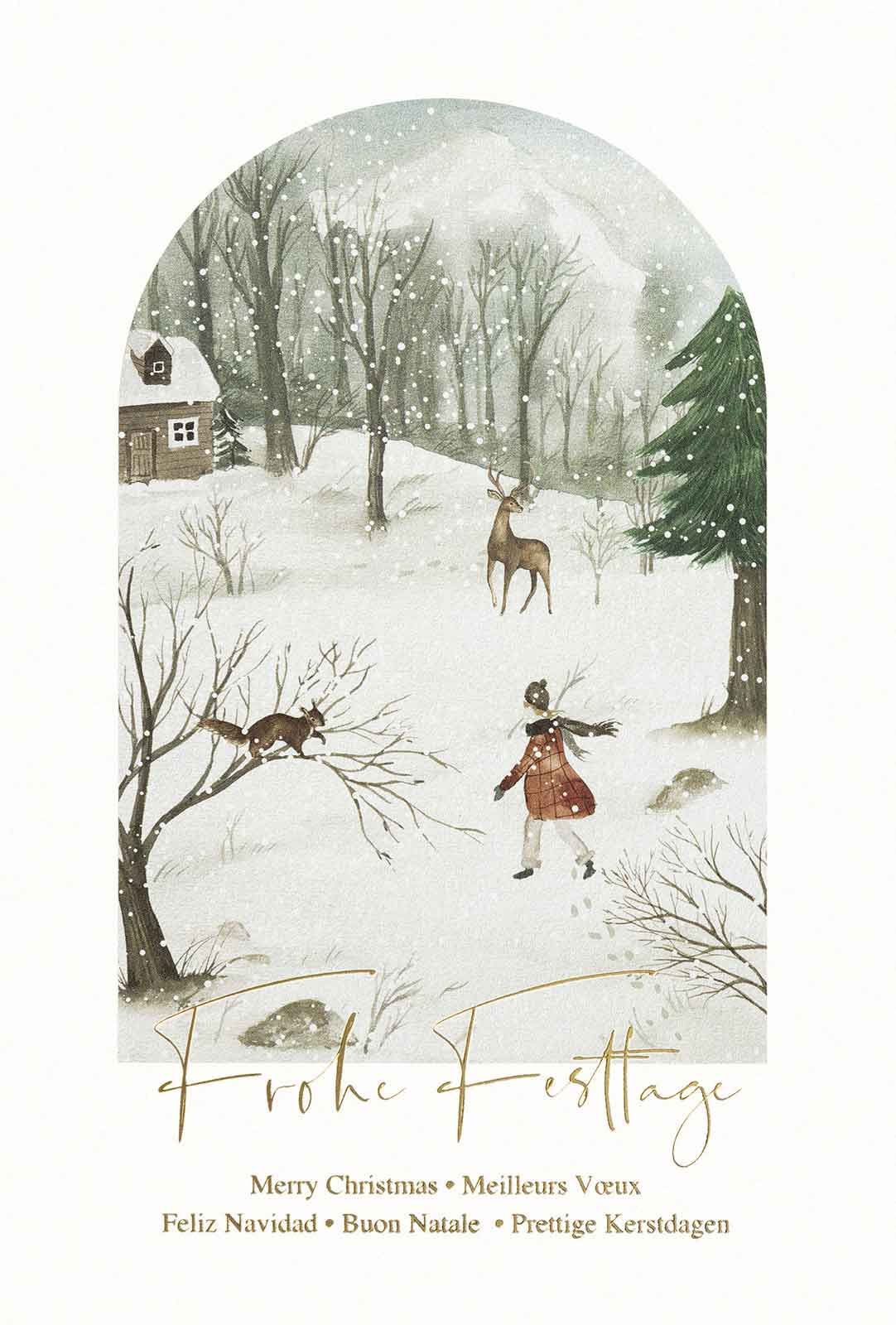 Weihnachtskarte Winterbild Frohe Festtage