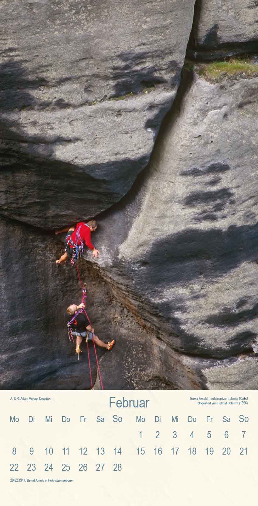 Kalender Klettern Sächsische Schweiz 2027 Im Sächsischen Fels Bergsteiger