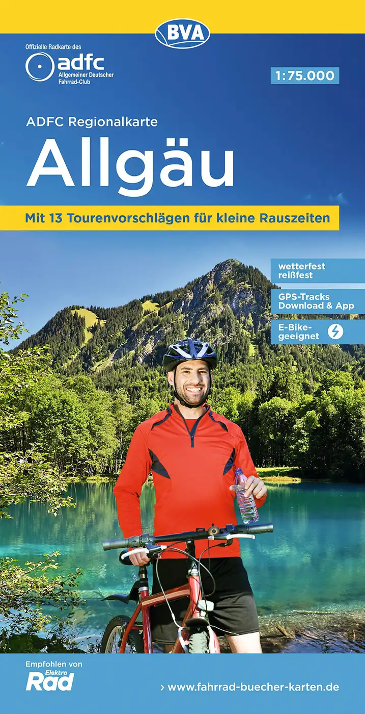 Radkarte Allgäu Radfahrer vor Berg und Bergsee