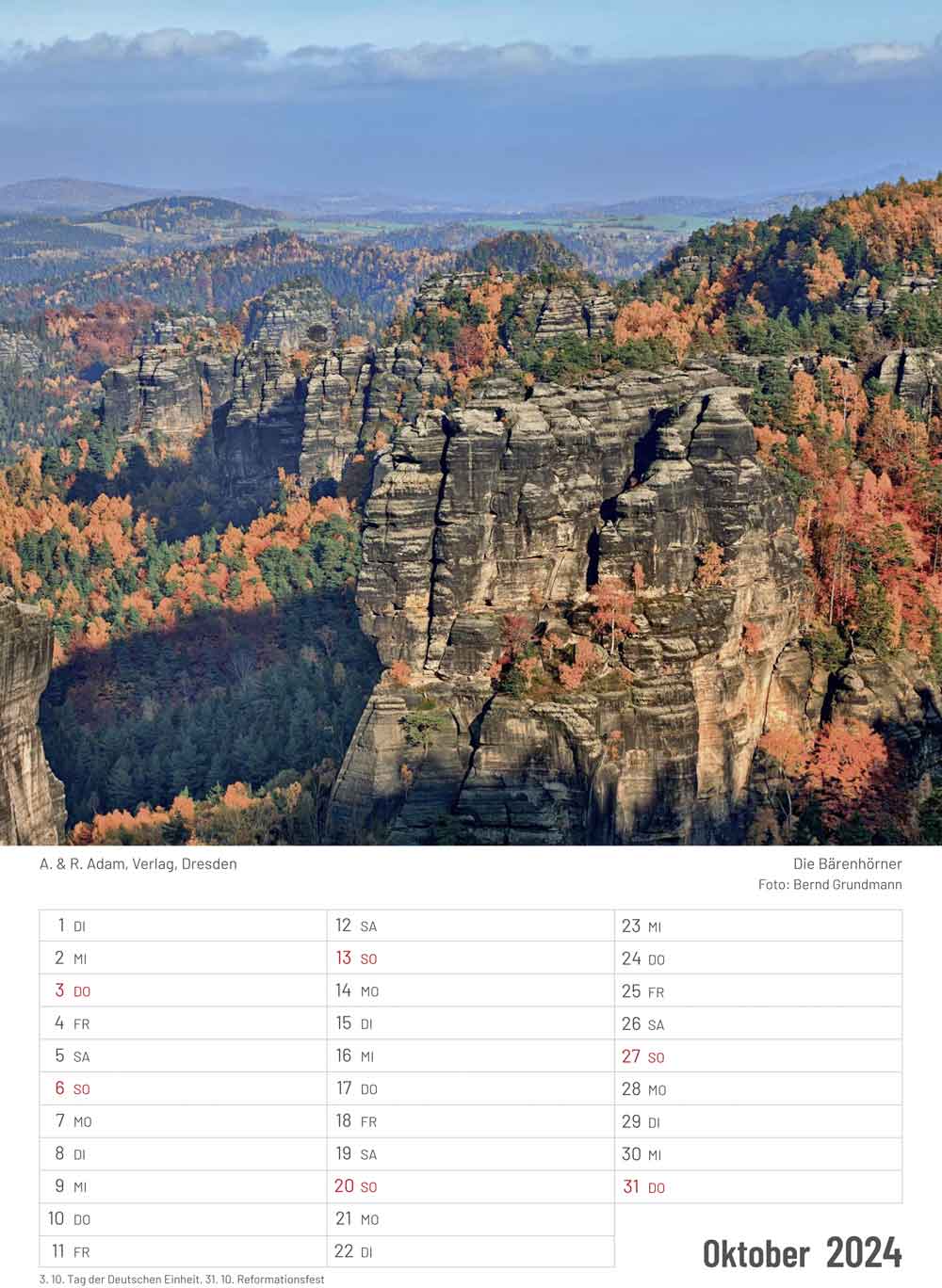 Kalender Elbsandsteingebirge 2024