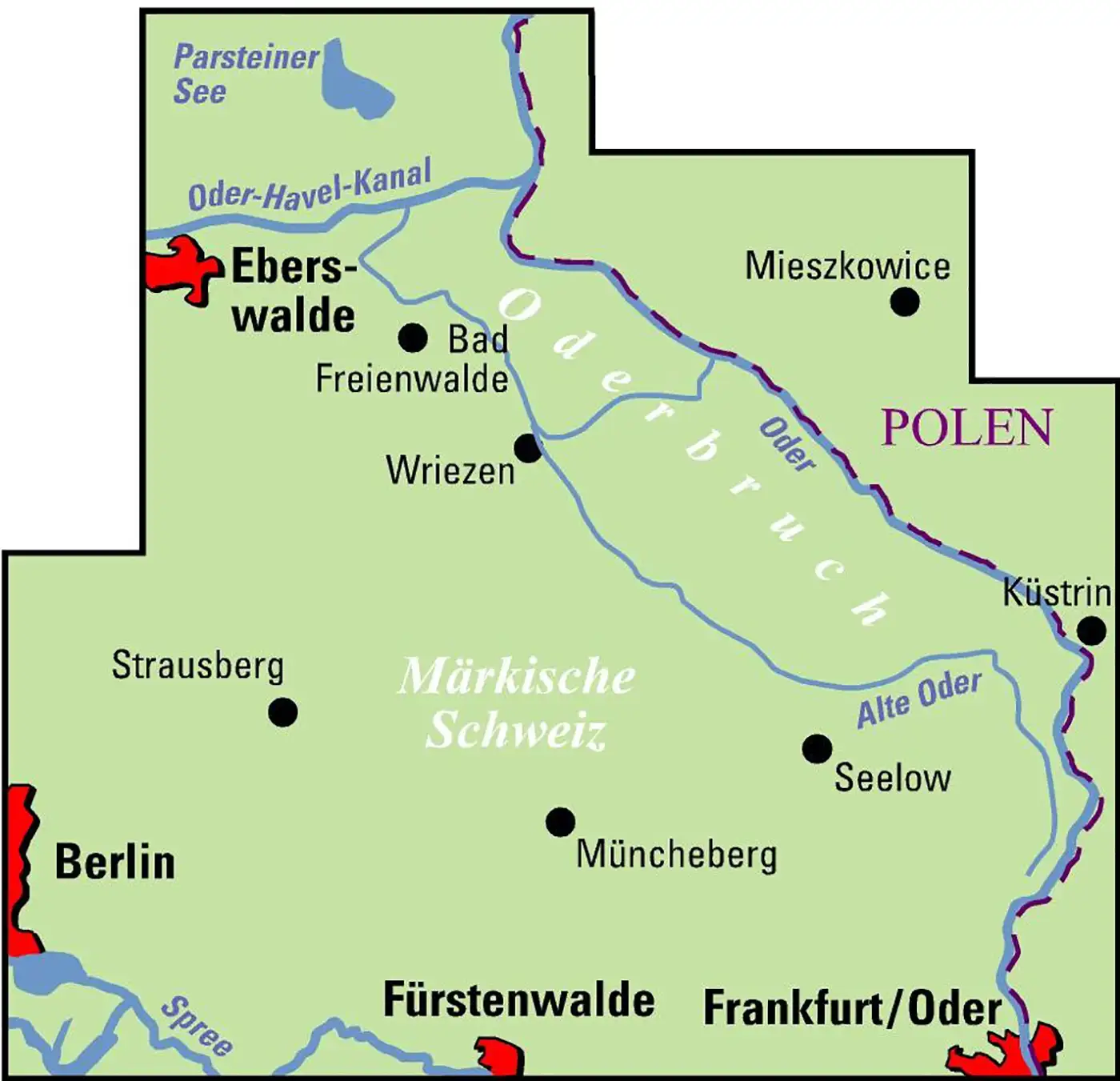 Karte Märkische Schweiz Oderbruch