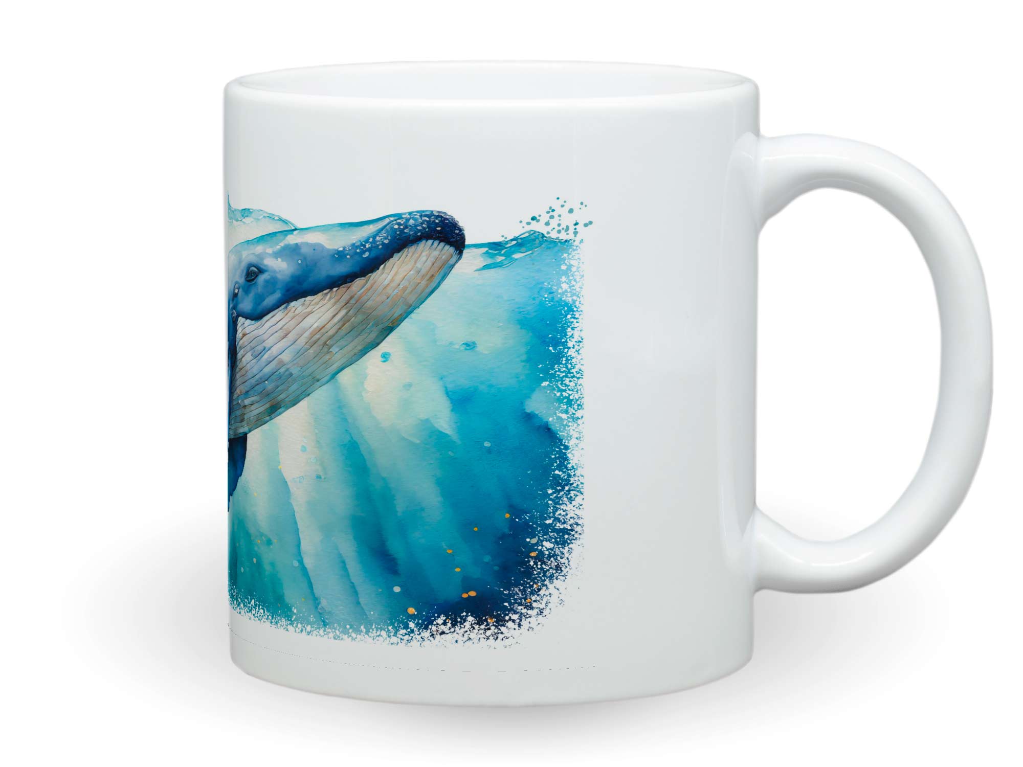 Tasse mit Wal im Meer Aquarellbild