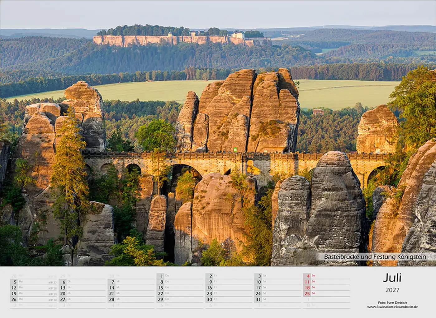 Kalenderblatt Juli 2027 Basteibrücke