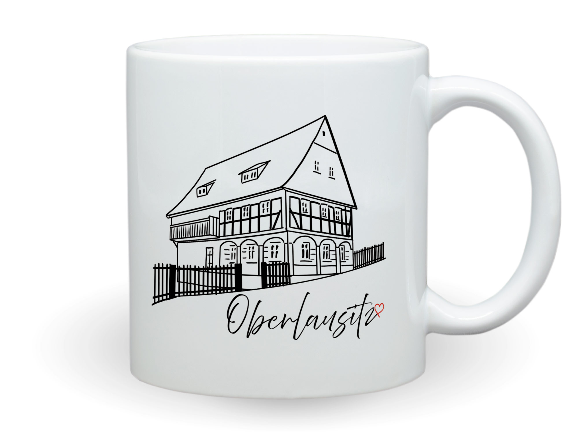 Bedruckte Tasse Oberlausitz Umgebindehaus Souvenir