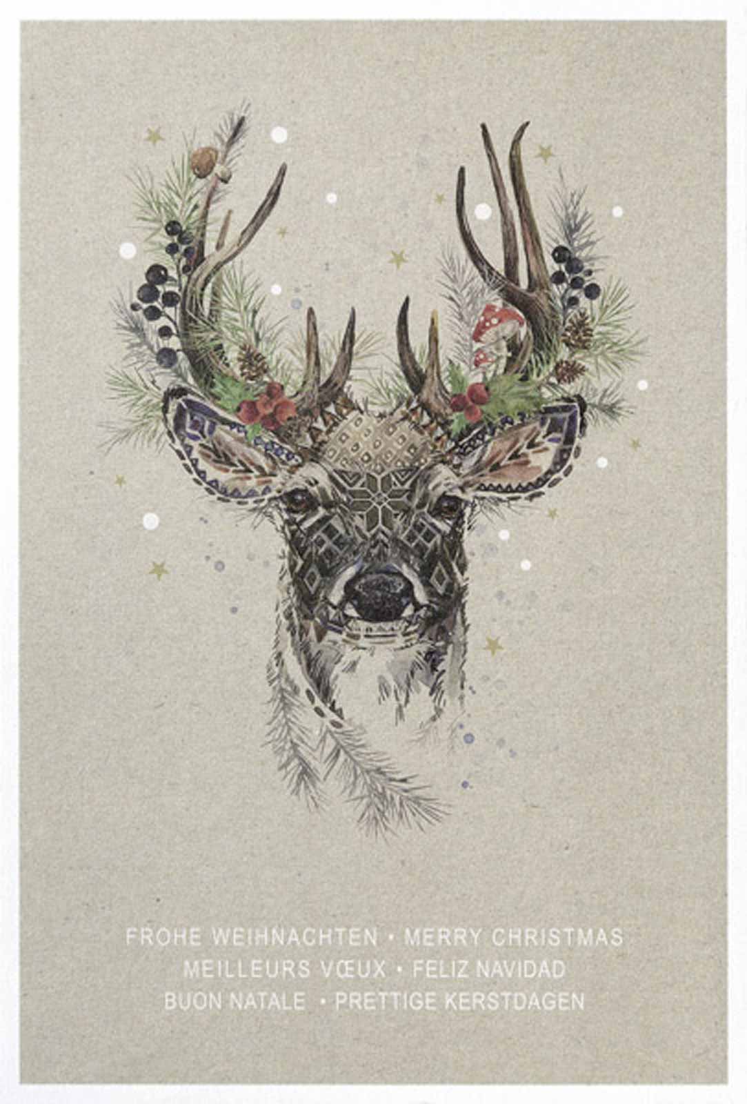 Weihnachtskarte Hirsch