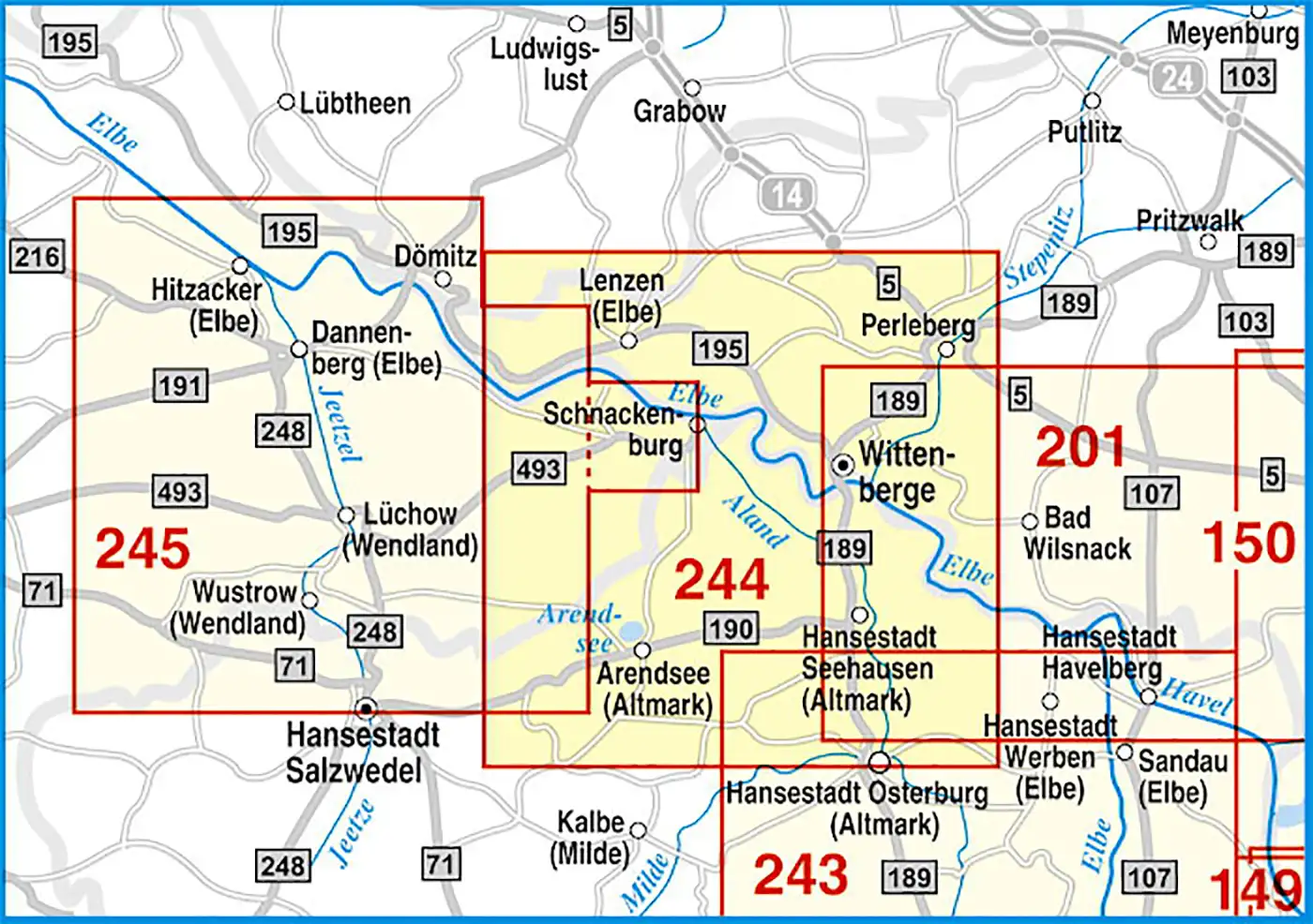 Karte 244 Elbe Arendsee Verlag Barthel