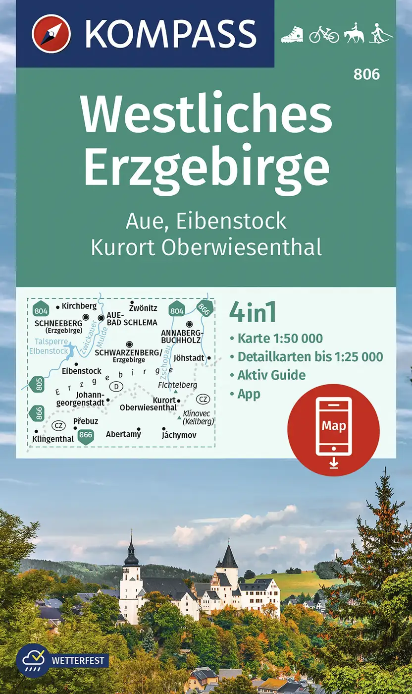 Wanderkarte Westliches Erzgebirge Kompass 806