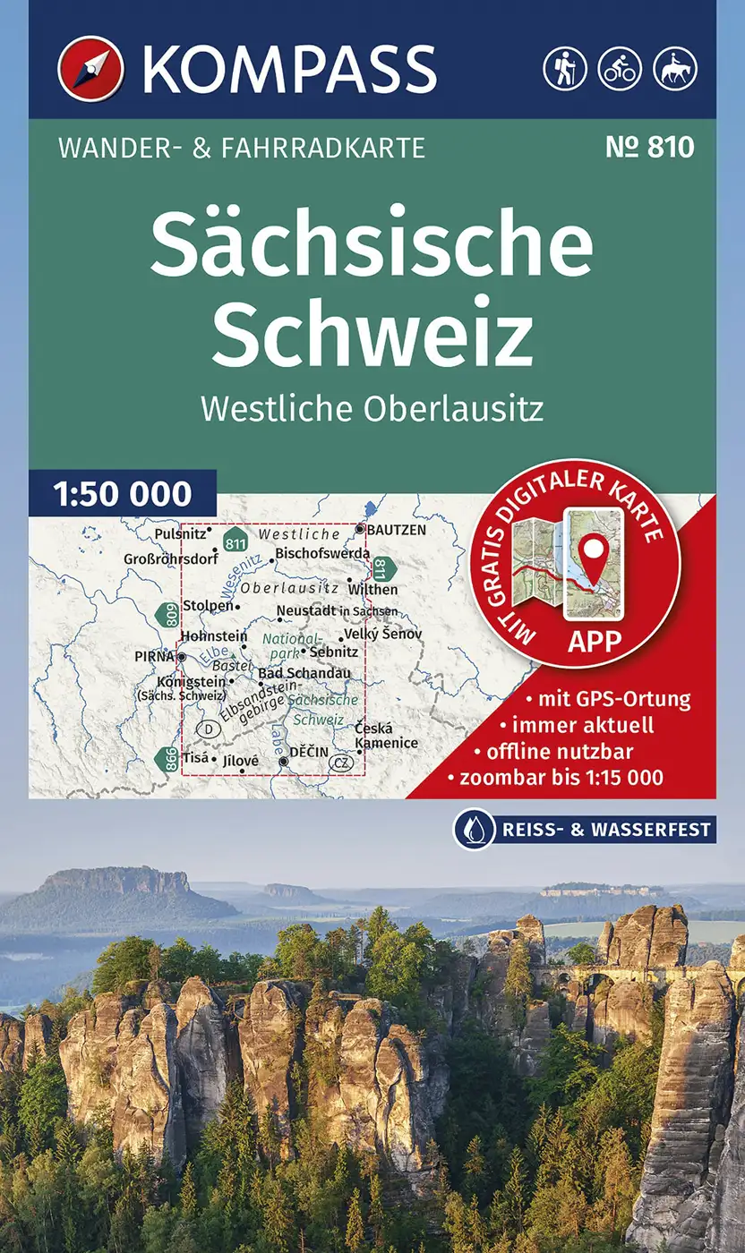 Wanderkarte Sächsische Schweiz Oberlausitz 810 Kompass Bastei