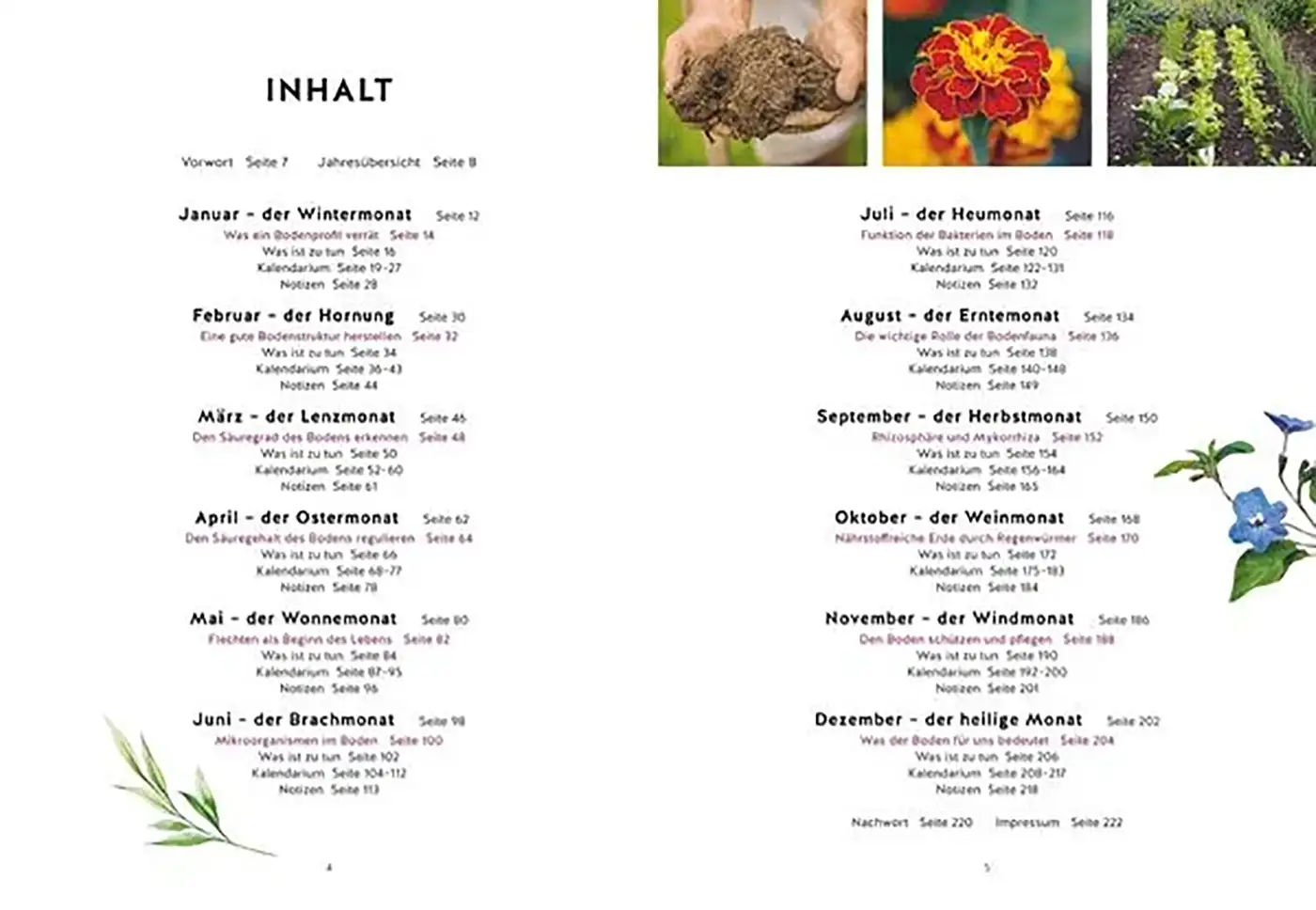 Storl Gartenkalender 2027 Inhaltsverzeichnis