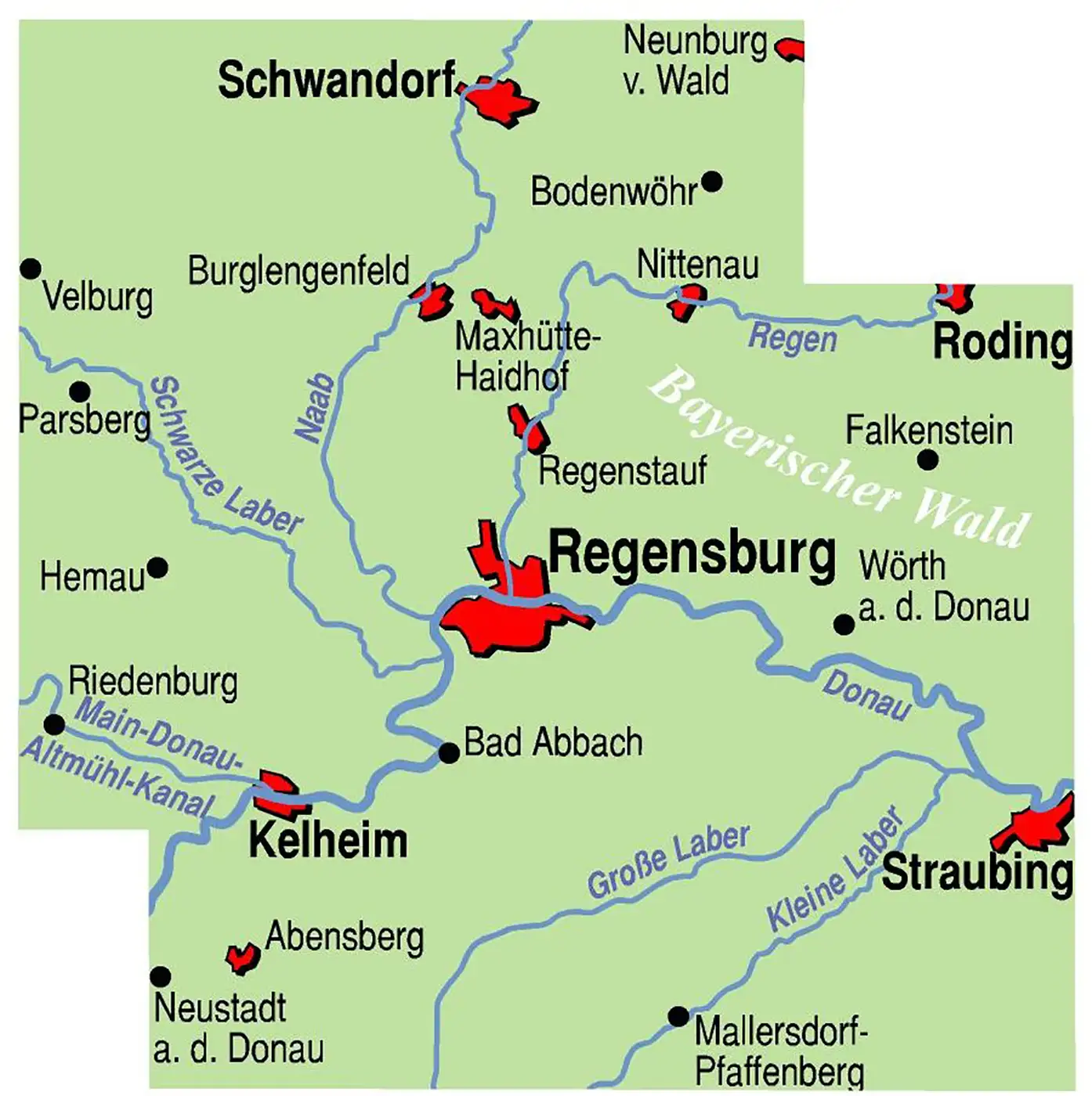 Karte Regensburg für Radfahrer
