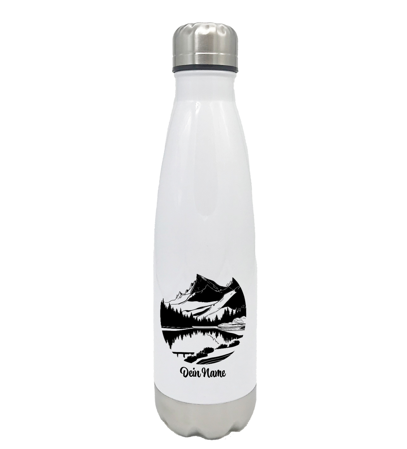 Personalisierte Trinkflasche Wandern Bergsehnsucht weiss