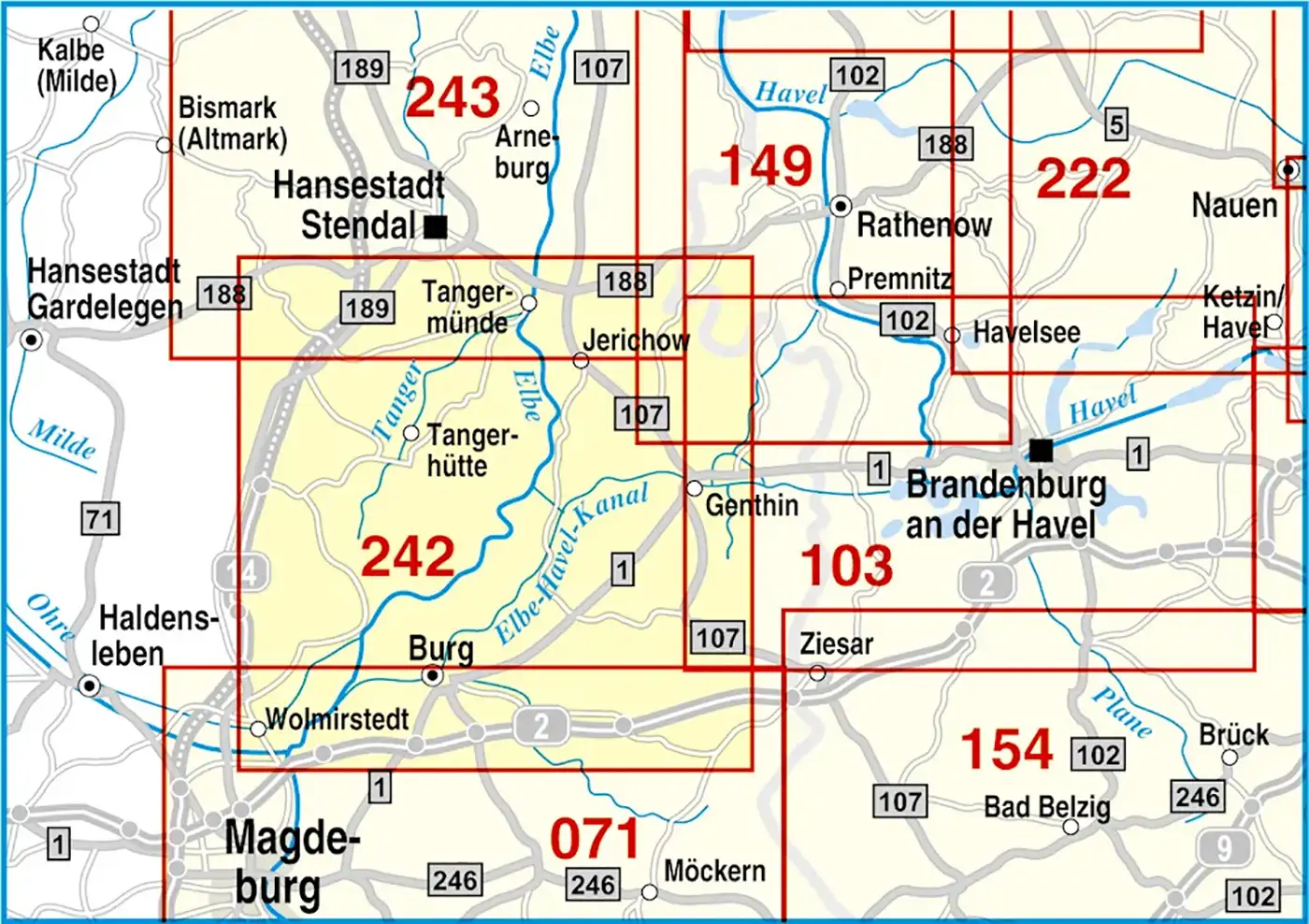 Karte 242 Tangermünde Elbe Barthel