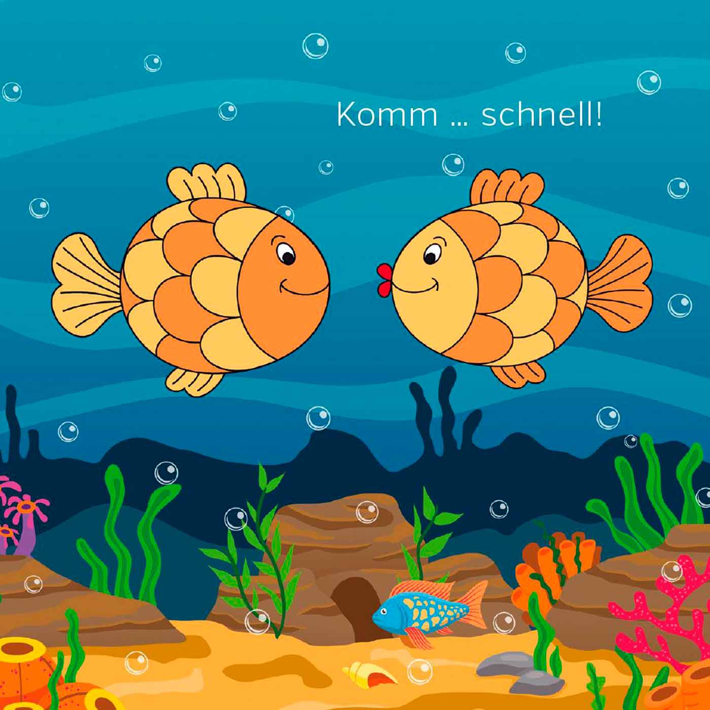 Gute Laune Block Fische Komm schnell