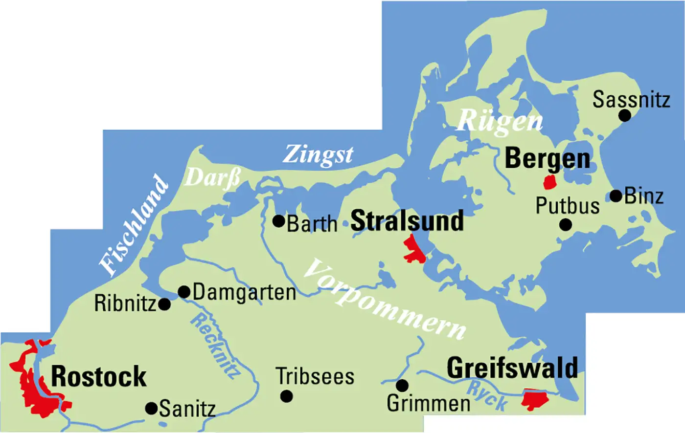 Karte Rügen Fischland Darss