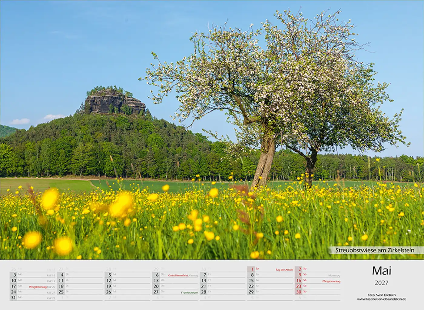 Kalender Mai 2027 Zirkelstein Sächsische Schweiz