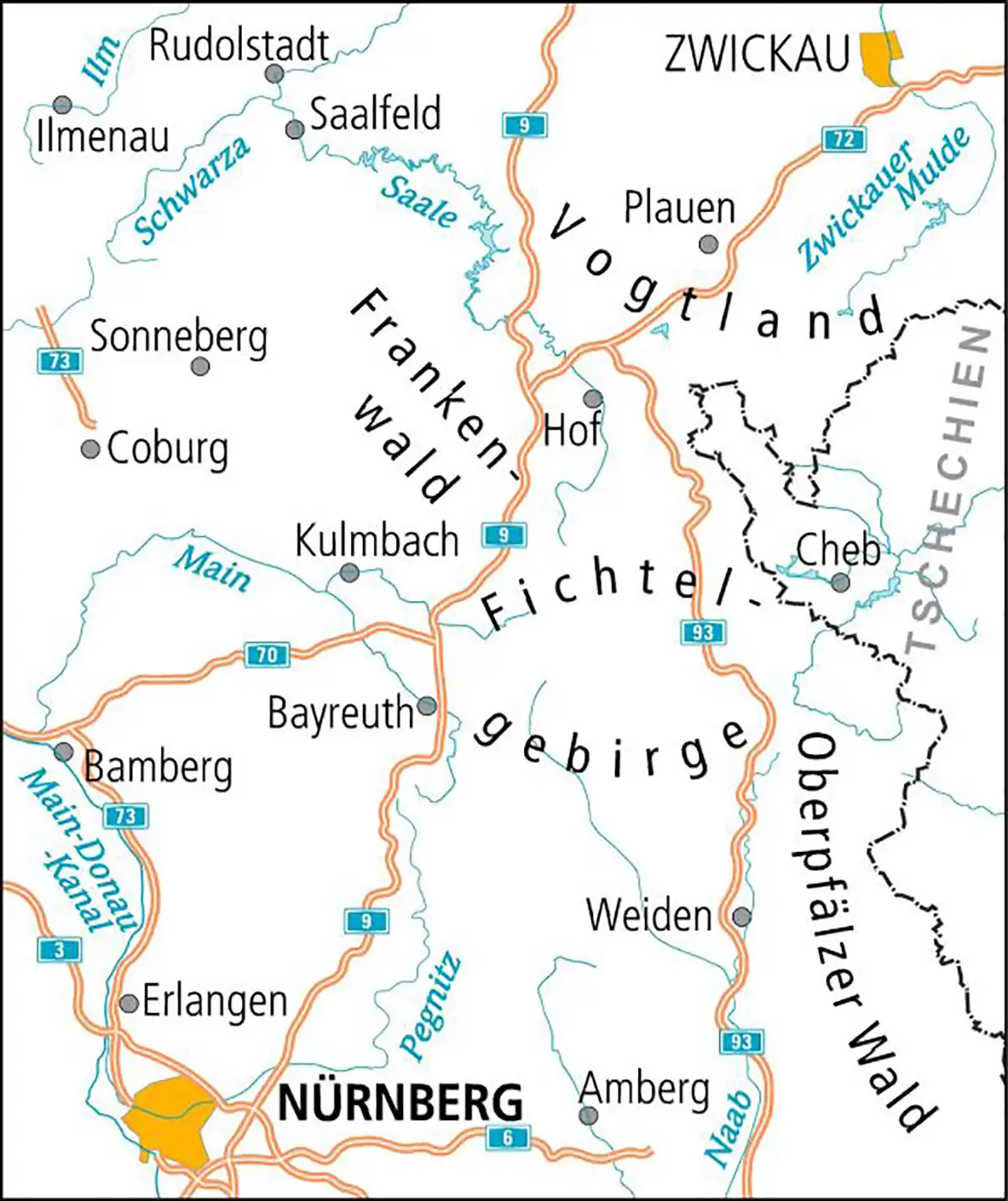 Karte Oberfranken Vogtland