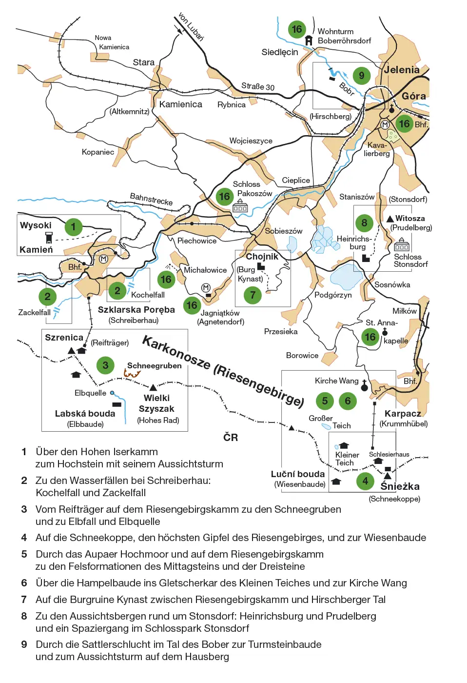 Wanderführer Riesengebirge Hirschberger Tal Karte