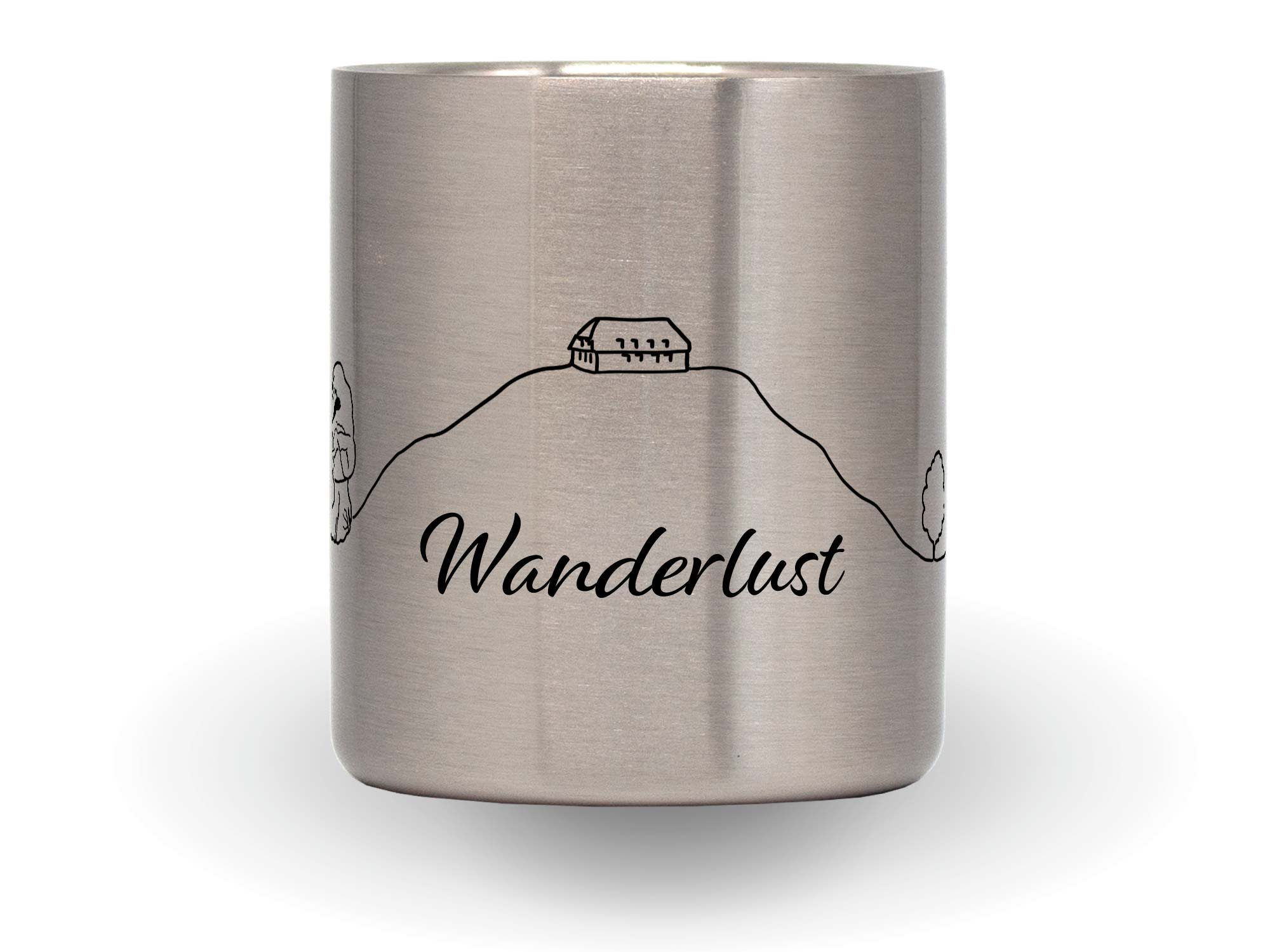 Bedruckte Edelstahltasse Wanderlust Oberlausitz mit grafik