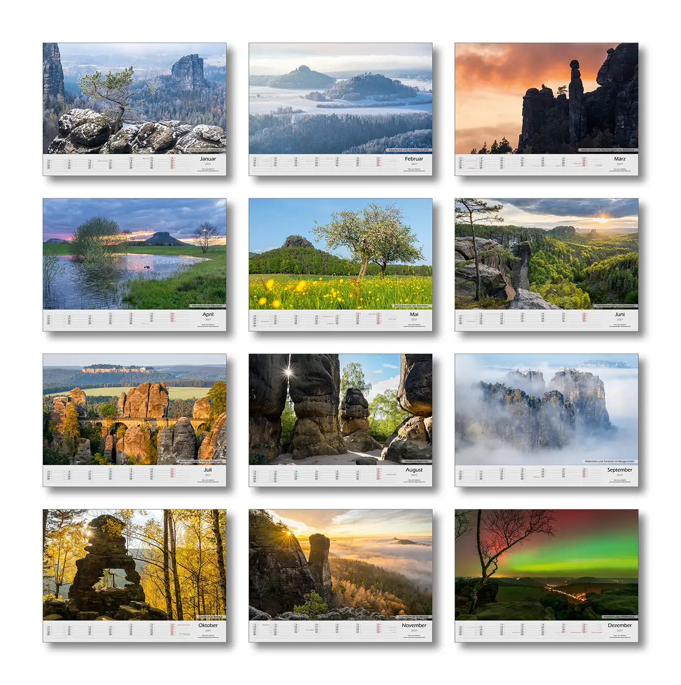 Kalender übersicht 2027 Sächsische Schweiz