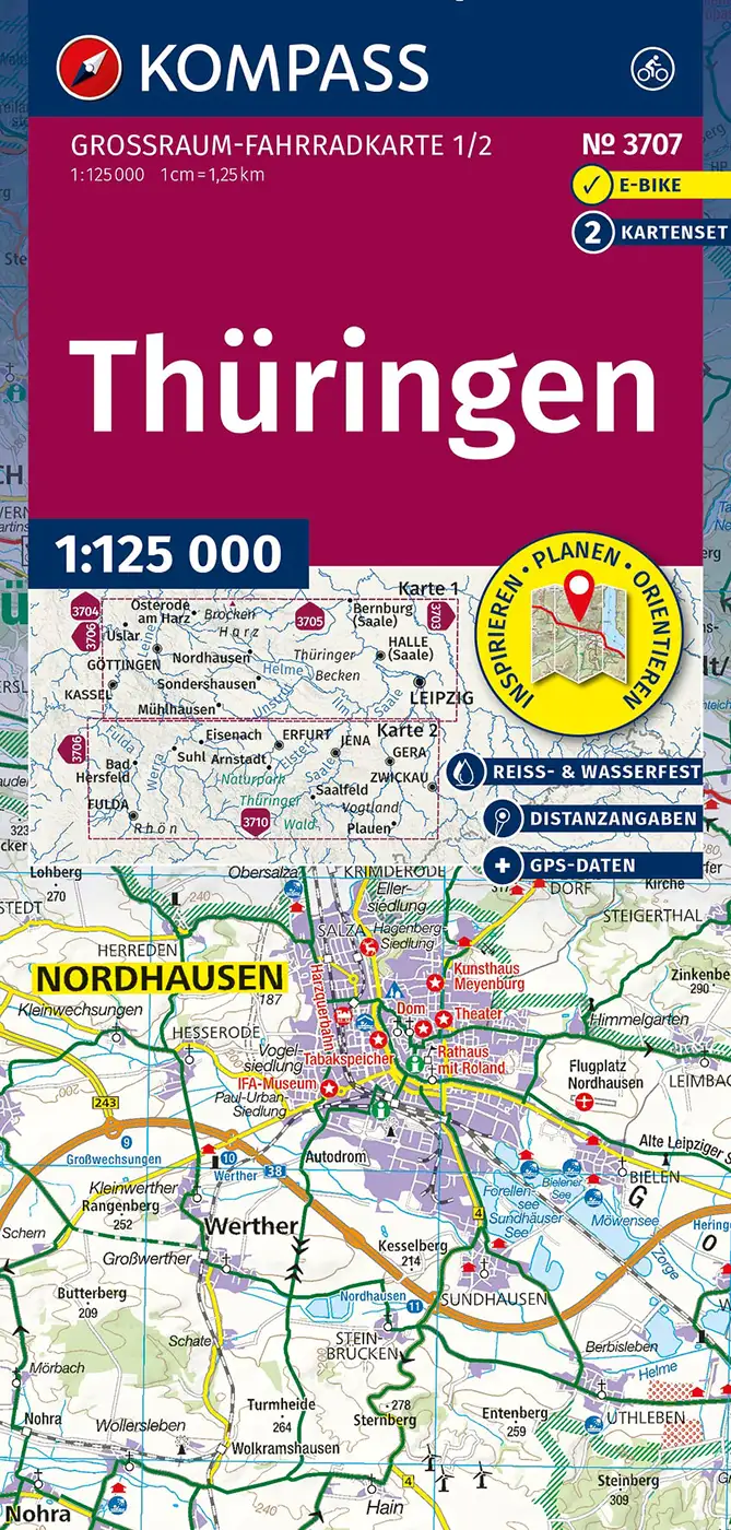 Radkarte Thüringen Großraum Kompass