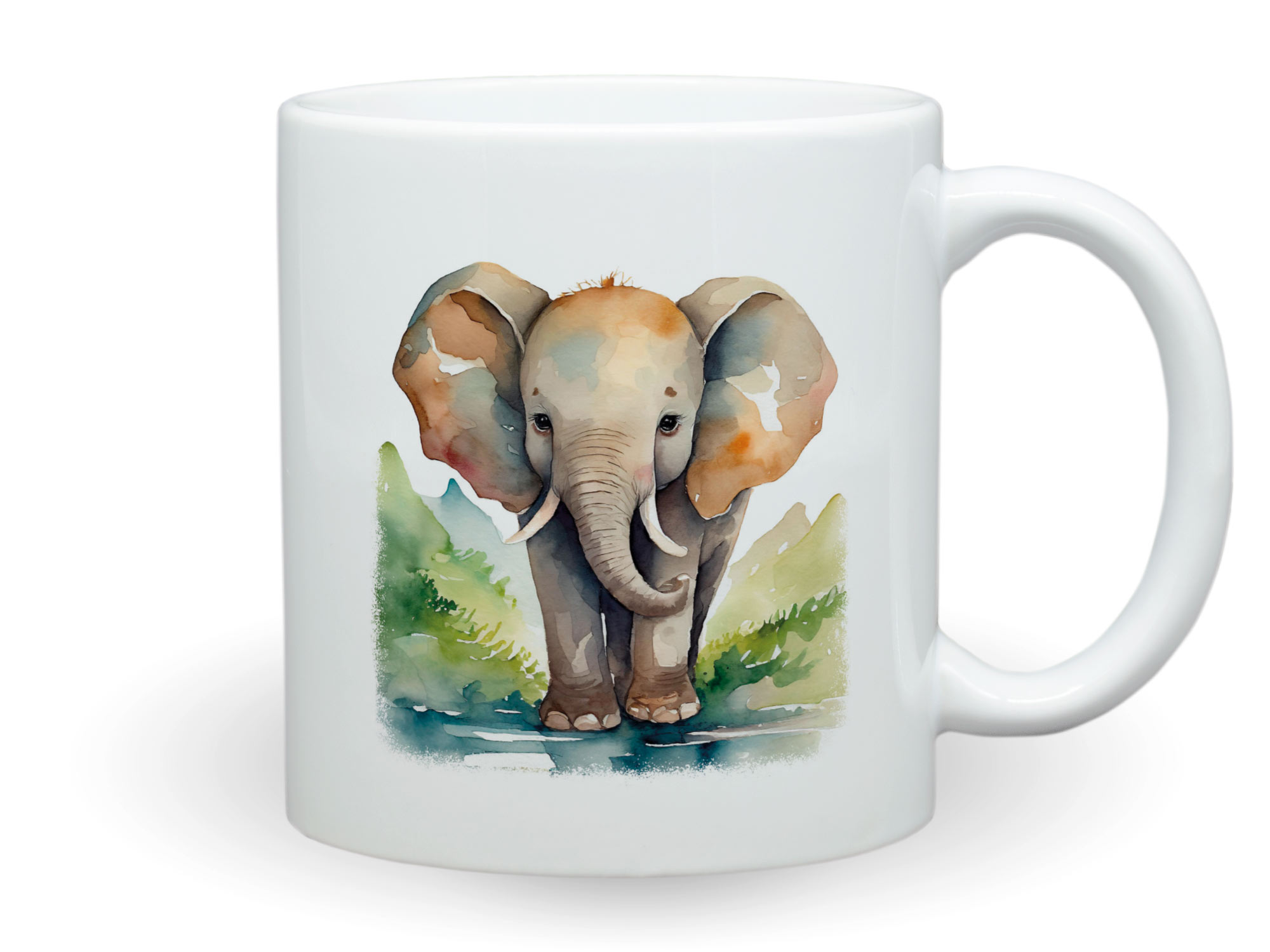 Bedruckte Tasse Elefant Aquarell