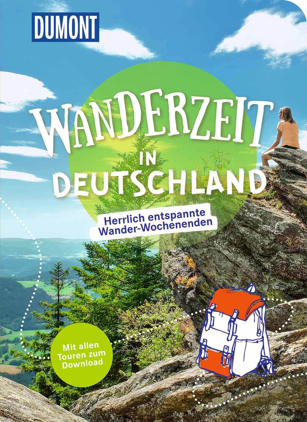 Wanderführer Wanderzeit Deutschland Felsen Rucksack