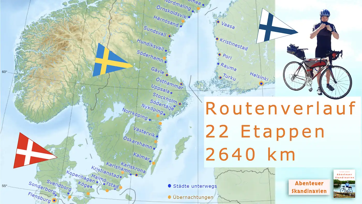 Buch Abenteuer Skandinavien Guido Lange Karte Routenverlauf